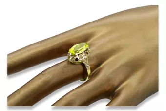 Vintage bijuterii Inel Peridot galben Aur galben 14K vrc134y